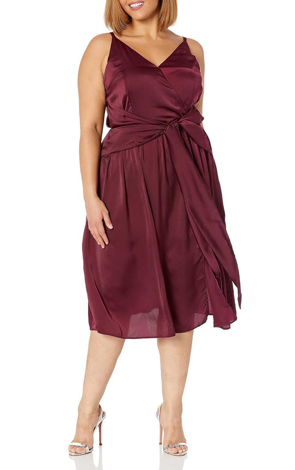 14W city chic burgundy satin midi dress