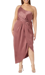 14W - city chic rose knotted one shoulder midi dress