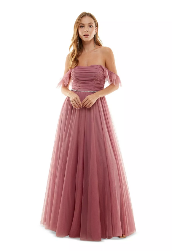 7 - city studio dusty pink ruched tulle gown