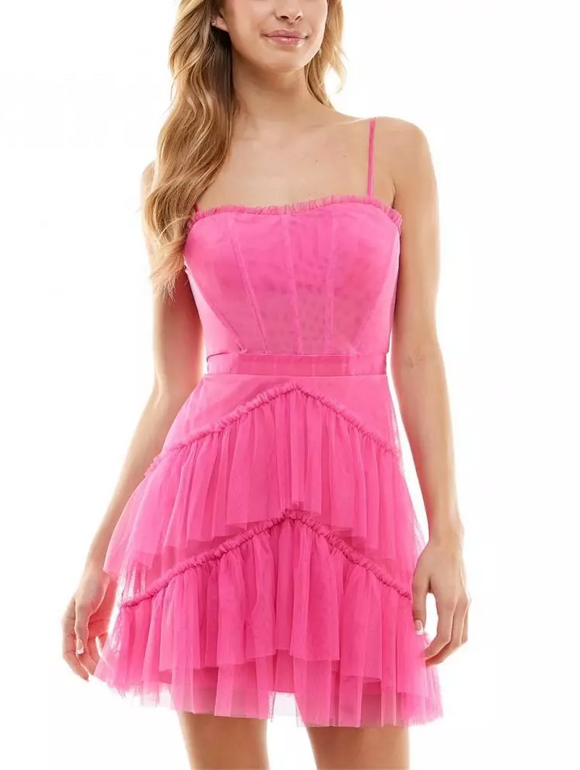 11 - city studio hot pink tiered tulle dress