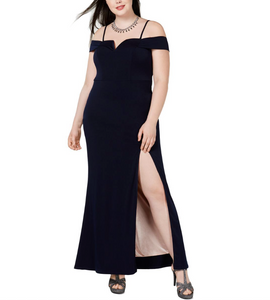 14W - city studio navy cold shoulder gown