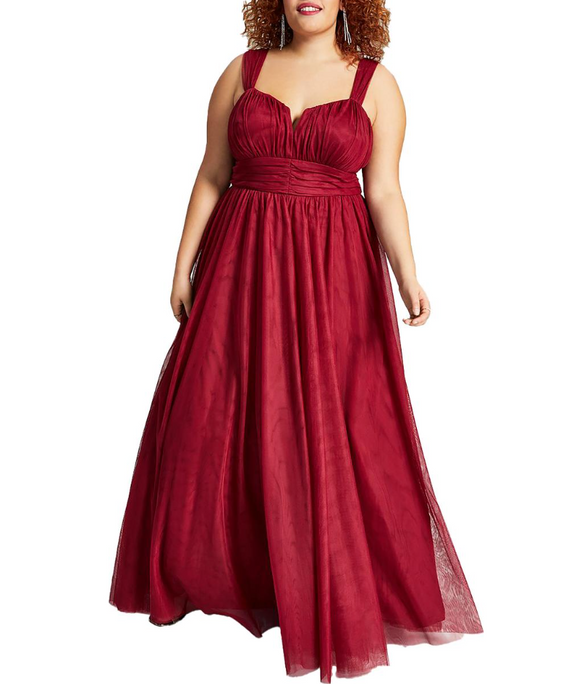 14W - city studio red ruched bodice tulle gown
