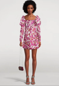 10 - collective the label pink floral jacquard mini dress