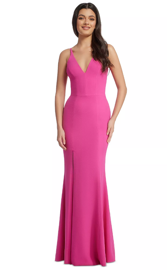 S - dress the population bright pink fitted gown