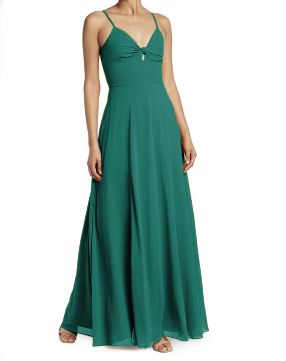 dress the population green Dress The Population Audrina Pliss Maxi Gown - Deep Emerald