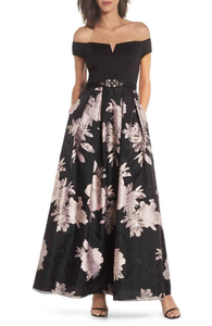 8 - eliza j black floral ball gown