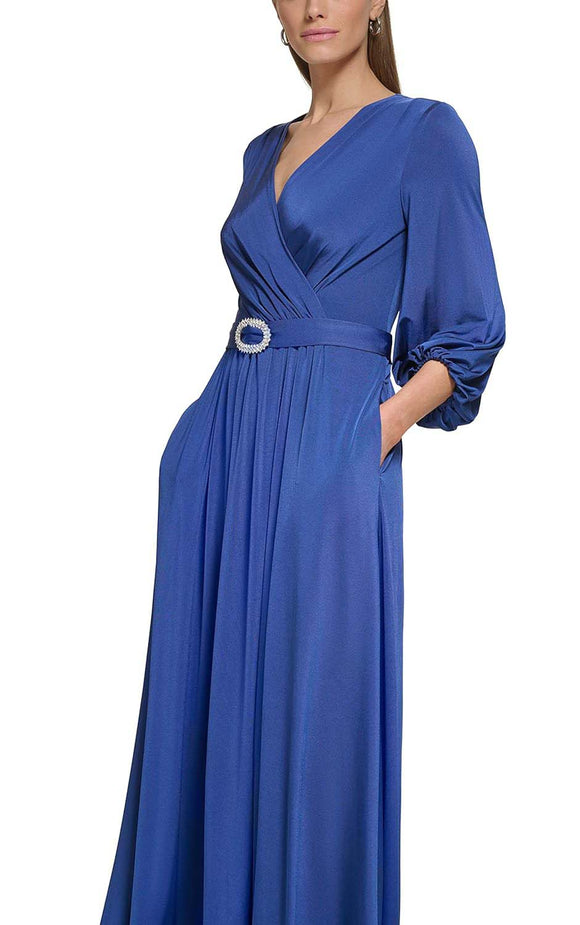 8 - eliza j cobalt blue belted gown