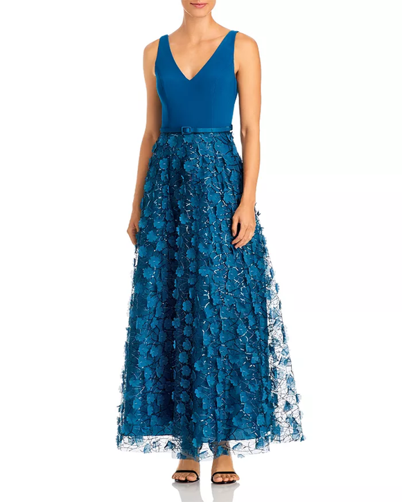 4 - eliza j turquoise floral applique gown