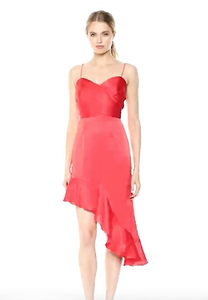 L - finders keepers red asymmetrical satin dress