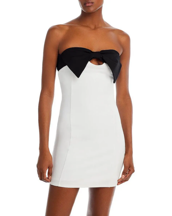 L - fore b&w bow mini dress