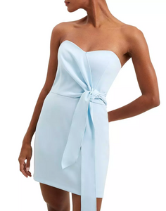 10 - french connection light blue strapless tie mini dress