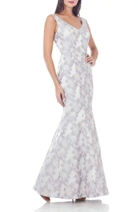 4 - js collections grey floral jacquard gown