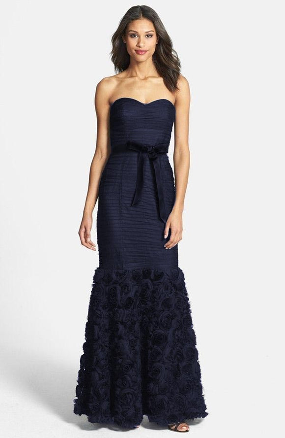 12 - js collections navy floral ruffle mermaid gown