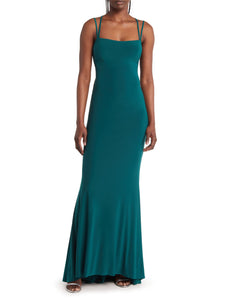 11 - jump apparel green lace-up fitted gown