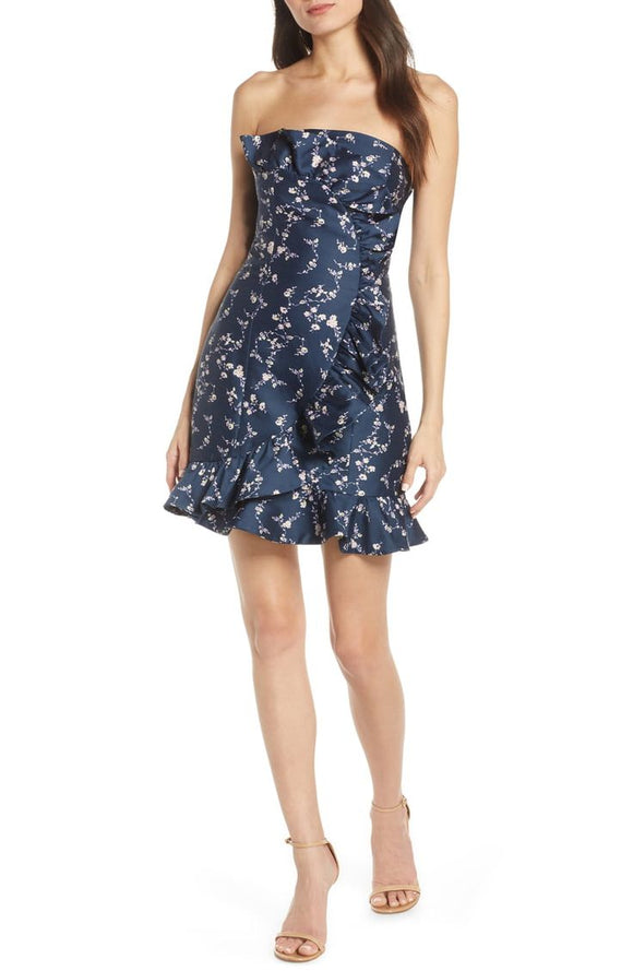 6 - keepsake the label blue floral ruffle mini dress