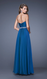 10 - la femme blue pleated wrap bodice gown with embellished waist