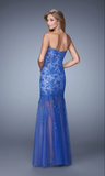 0 - la femme blue strapless lace gown