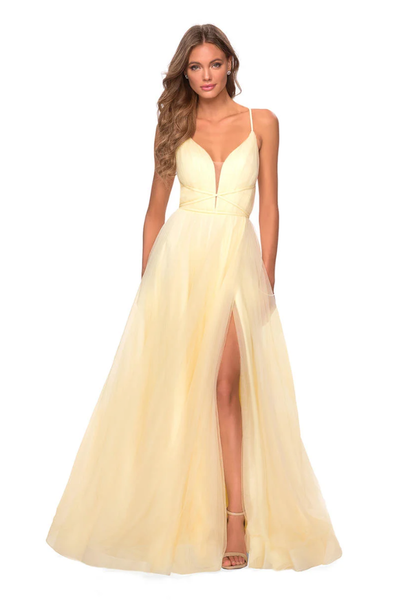 00 - la femme butter yellow tulle gown