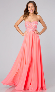 00 - la femme pink strapless embellished chiffon gown