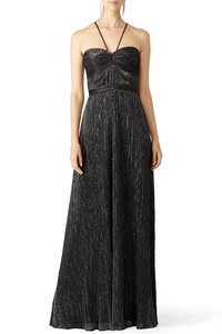 8 - laundry by shelli segal black metallic pleated gown