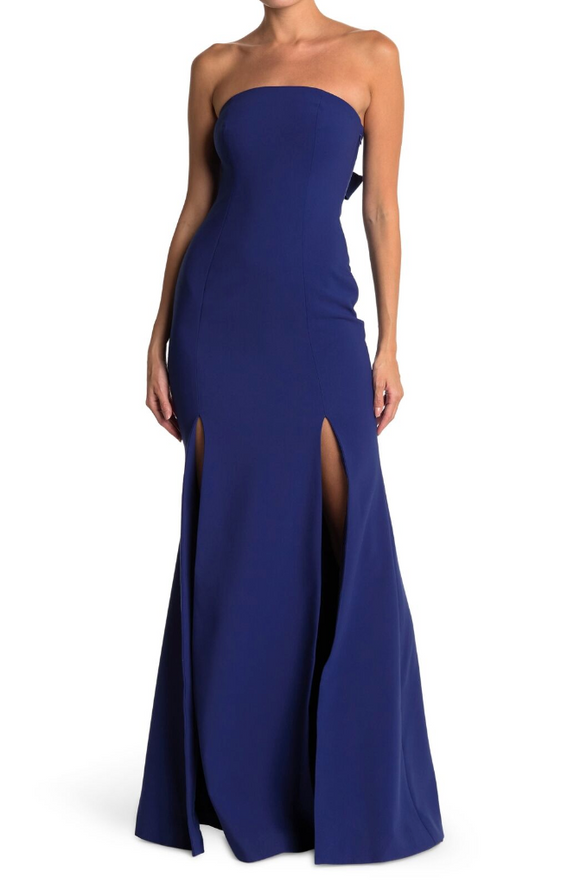 12 - likely blue double slit bow gown