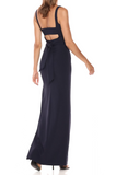 0 - likely navy tie back gown