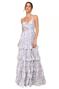 M - lulus blue floral maxi dress