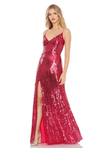 8 - mac duggal hot pink sequin fitted gown