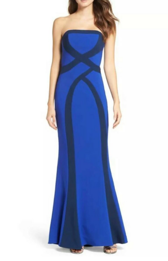 4 - maria bianca nero blue abstract mermaid gown