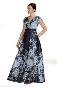 6 - oleg cassini blue floral ball gown