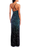 1 - pear culture green & black ombre sequin gown