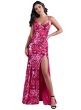 2 - pg hot pink patterned sequin gown