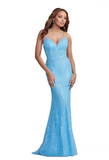 12 - pg aqua blue iridescent sequin strappy gown
