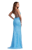 12 - pg aqua blue iridescent sequin strappy gown