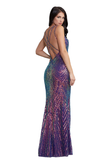 2 - pg purple iridescent geometric sequin gown