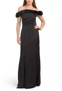 2 - rene ruiz black off the shoulder ruffle gown