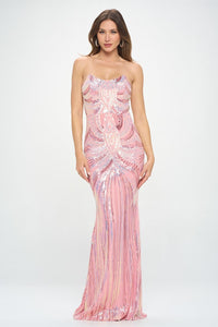 ssb pink sequin gown