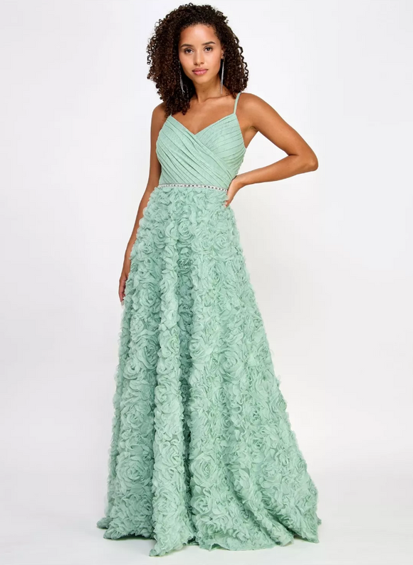 9 - say yes to the prom green rosette gown