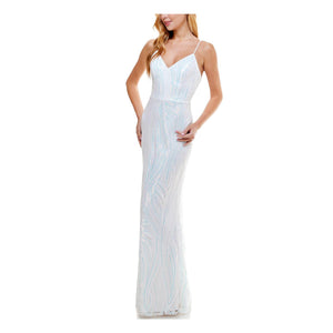 S - say yes to the prom white sequin gown