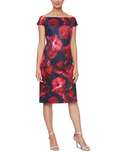 8 - slny red floral sheath dress