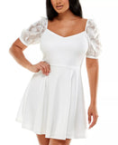 1 - speechless white puff sleeve fit & flare dress