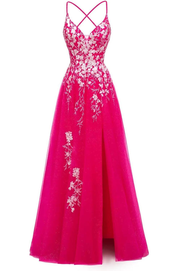 6 - ssb hot pink & white applique ball gown