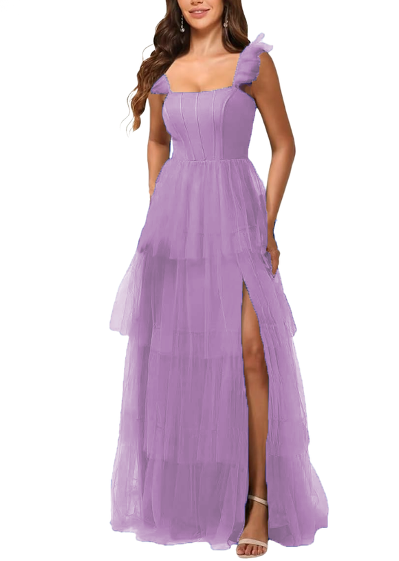 2 - ssb lilac tiered tulle corset gown