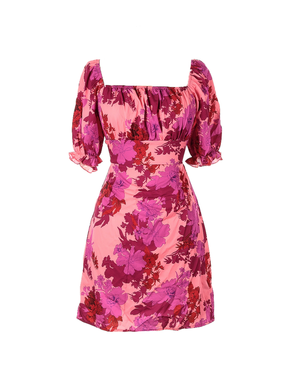 L - ssb pink floral party dress with tie back