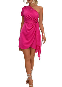 S - ssb pink one shoulder tied mini dress