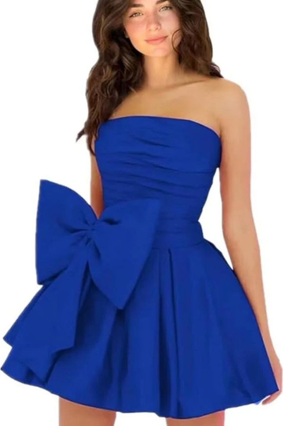 4 - ssb royal blue strapless mini dress with bow