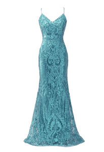 8 - ssb turquoise sequin mermaid gown