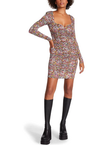 M - steve madden long sleeve floral bodycon dress