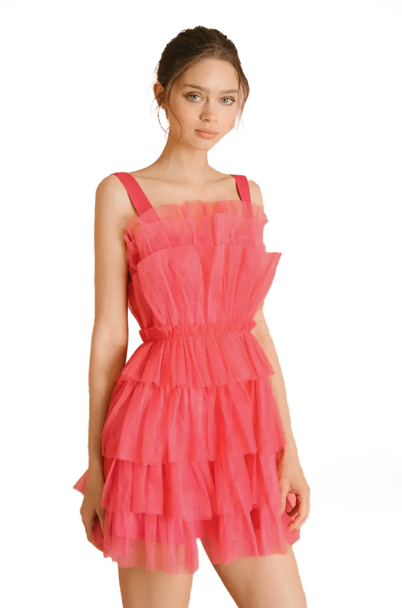 storia pink dress STORIA boutique pink coral FLORAL ruffle MINI dress SMALL