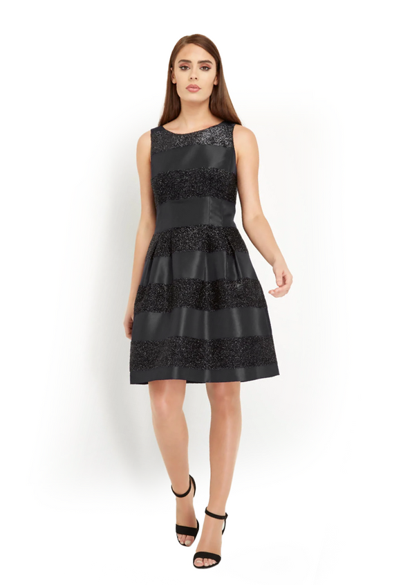 6 - taylor black shimmer stripe dress